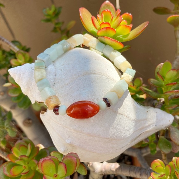 Amazonite Carnelian Bracelet - Picture 2 of 8
